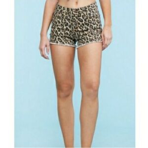 Judy Blue Brown and Black Jean High Waist Shorts with Leopard Print